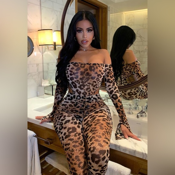 Fashionnova Feline Sexy Leopard Matching Set SZ Small - Picture 5 of 7